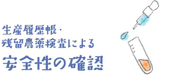 生産履歴帳・残留農薬検査による安全性の確認